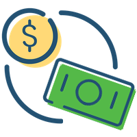 coin and bill icon graphic